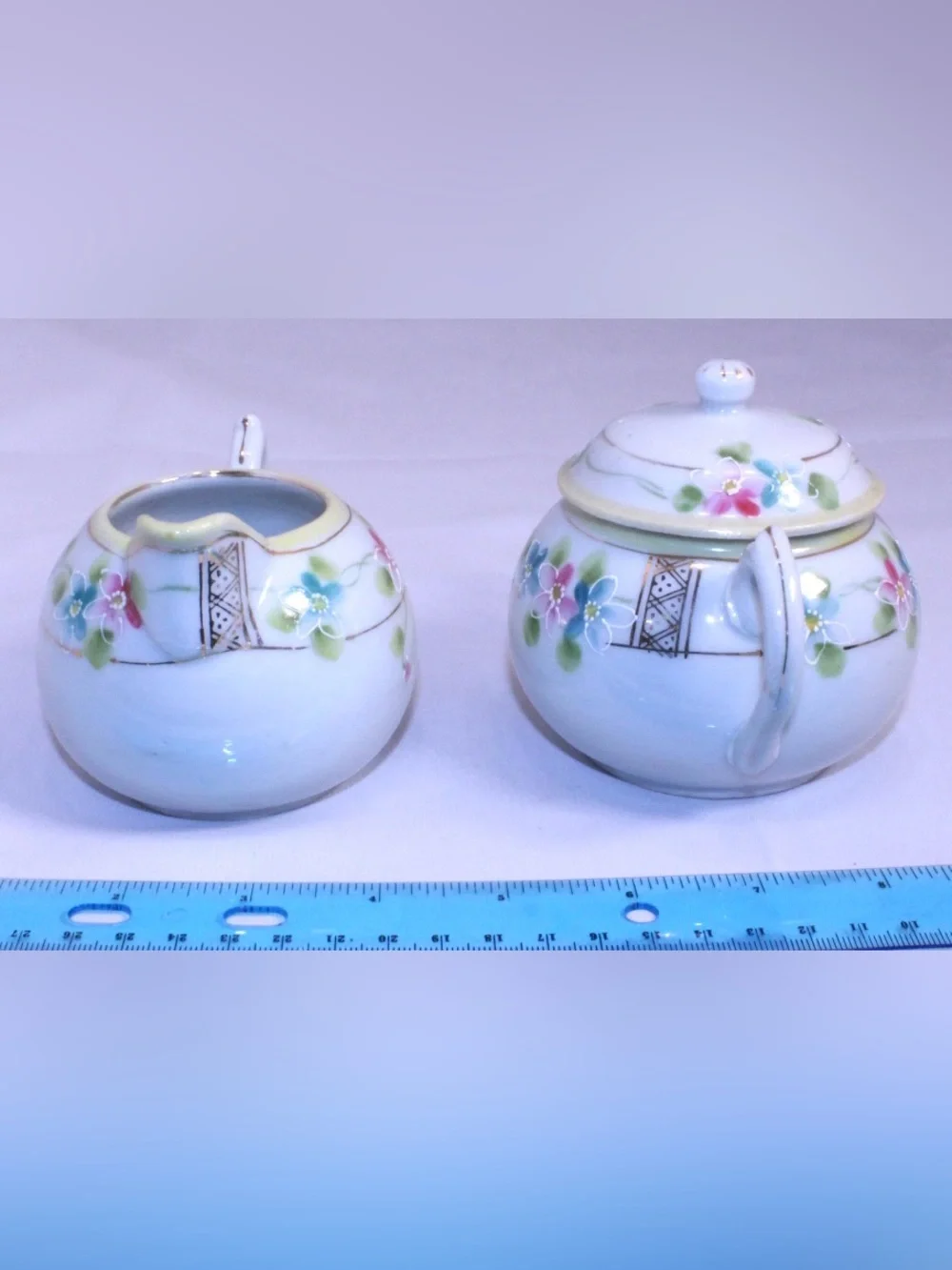 Vintage Art Deco styled Nippon porcelain creamer and sugar bowl set